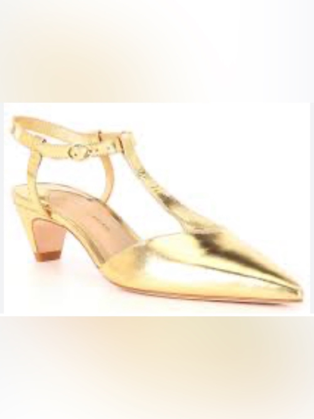 Antonio Melani Jules T-Strap Gold Leather Dress Pumps in Size 7.5M